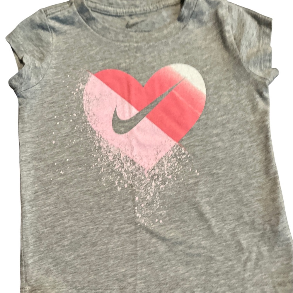 Nike Kids Gray and Pink Heart T-Shirt